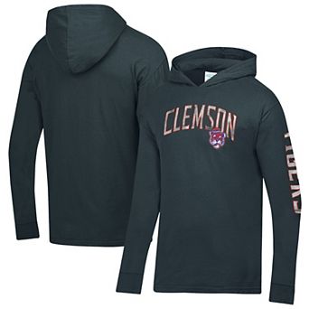 Men's ComfortWash Charcoal Clemson Tigers Long Sleeve Hooded T-Shirt