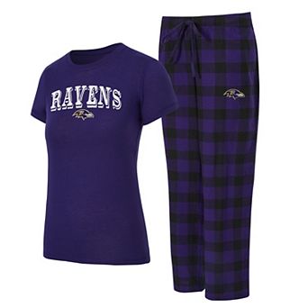 Women's Concepts Sport Purple/Black Baltimore Ravens Plus Avondale T-Shirt & Pants Flannel PJ Set