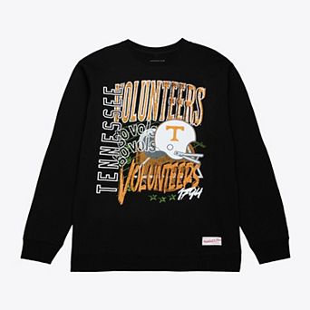 Men's Mitchell & Ness Black Tennessee Volunteers Half Time Fleece Crewneck Sweatshirt