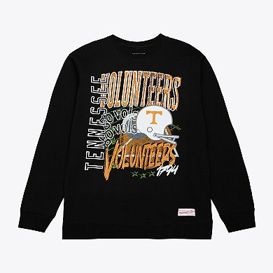 Men's Mitchell & Ness Black Tennessee Volunteers Half Time Fleece Crewneck Sweatshirt