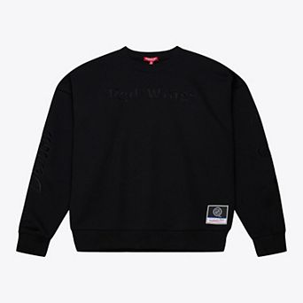 Unisex Mitchell & Ness Black Detroit Red Wings Phantom Fleece Crew Neck Sweatshirt