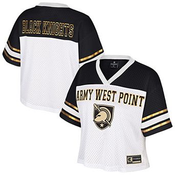 Women's Colosseum White Army Black Knights Treasure Cropped Football Jersey