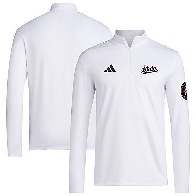 Men's adidas White Mississippi State Bulldogs Wear Pink Quarter-Zip Pullover