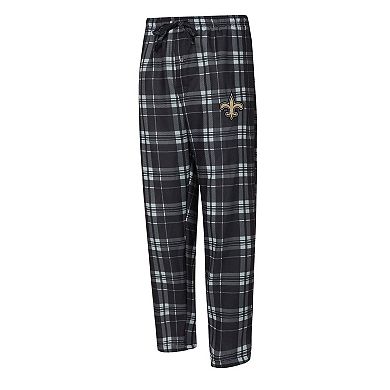 Men's Concepts Sport Black/Heather Gray New Orleans Saints Regulate Long Sleeve T-Shirt and Plaid Pant Set
