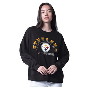Women's G-III 4Her by Carl Banks Black Pittsburgh Steelers Oversized Feud Sweatshirt