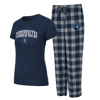 Women's Concepts Sport Navy/Gray Minnesota Timberwolves Avondale T-Shirt & Pants Flannel PJ Set