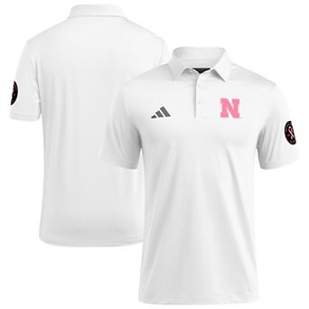 Men's adidas White Nebraska Huskers Wear Pink Breast Cancer Awareness Polo