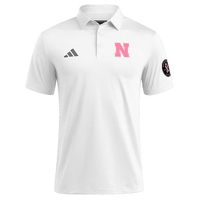 Men's adidas White Nebraska Huskers Wear Pink Breast Cancer Awareness Polo
