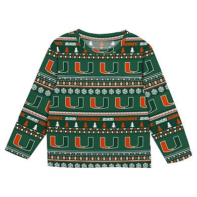 Juvenile Outerstuff Green Miami Hurricanes Ugly Sweater Pajama Set