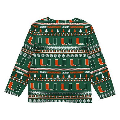 Juvenile Outerstuff Green Miami Hurricanes Ugly Sweater Pajama Set