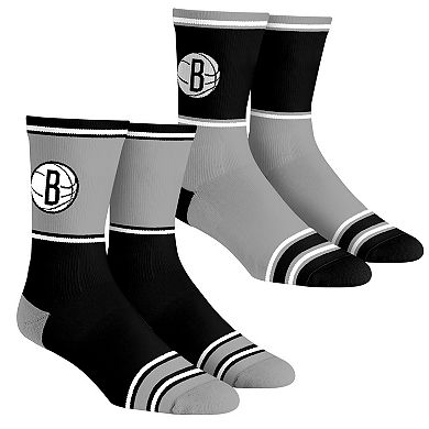Unisex Rock Em Socks Brooklyn Nets 2-Pack Color Block Crew Socks Set
