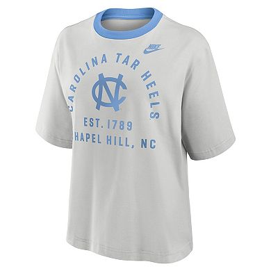 Women's Nike Gray North Carolina Tar Heels Legacy Arch Script Boxy T-Shirt