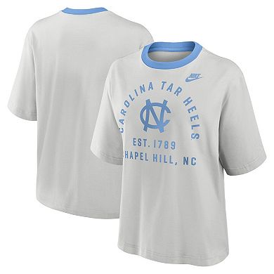 Women's Nike Gray North Carolina Tar Heels Legacy Arch Script Boxy T-Shirt
