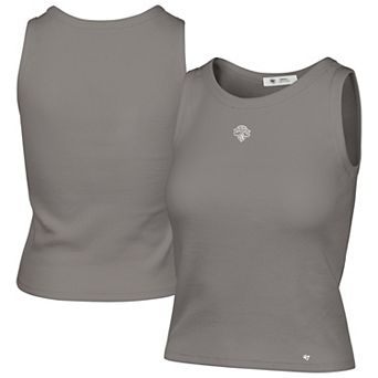 Women's '47 Gray New York Knicks Cropped Skyhook Baby Rib Tank