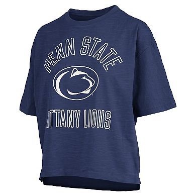 Women's Pressbox Navy Penn State Nittany Lions Motley Crew Bishop Waist Length Oversized Slub T-Shirt
