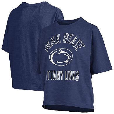 Women's Pressbox Navy Penn State Nittany Lions Motley Crew Bishop Waist Length Oversized Slub T-Shirt