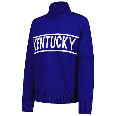 Women's Gameday Social Royal Kentucky Wildcats Chenille Turtleneck Sweater