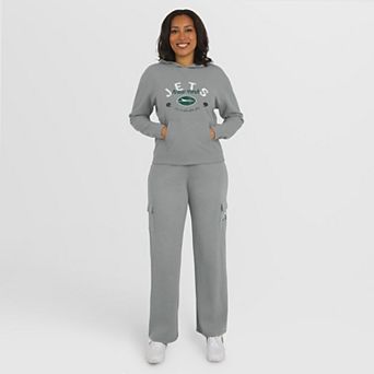 Women's WEAR by Erin Andrews Gray New York Jets Waffle-Knit Long Sleeve Hooded Shirt & Pants Lounge Set