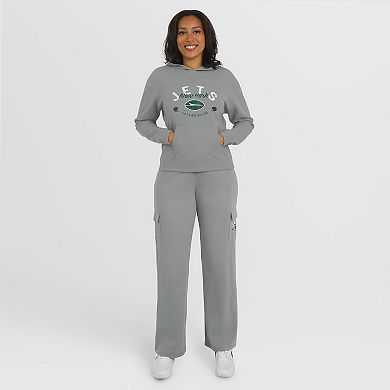 Women's WEAR by Erin Andrews Gray New York Jets Waffle-Knit Long Sleeve Hooded Shirt & Pants Lounge Set