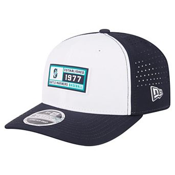 Men's New Era White/Navy Seattle Mariners Established Patch 9SEVENTY Adjustable Hat