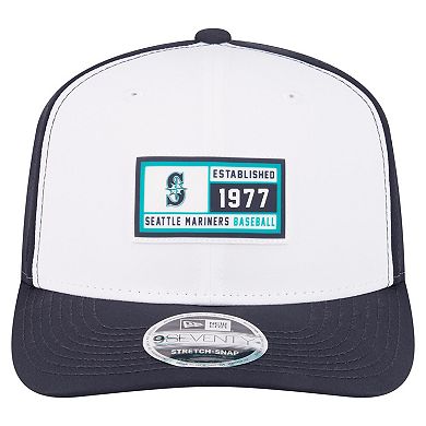 Men's New Era White/Navy Seattle Mariners Established Patch 9SEVENTY Adjustable Hat