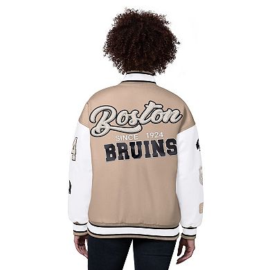 Women's Starter Natural Boston Bruins Free Ball Varsity Jacket