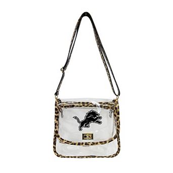Logo Brands Detroit Lions Leopard Print Trim Clear Purse