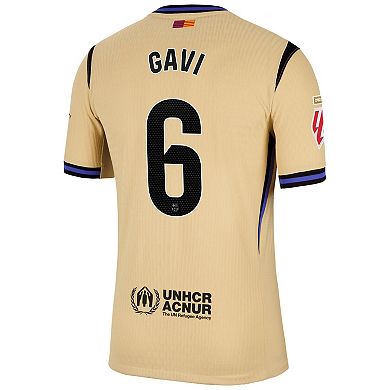 Men's Nike Gavi Gold Barcelona 2025/26 Away Match Authentic Jersey