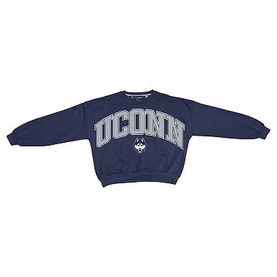 Women's Pressbox Navy UConn Huskies Oversized Janice Waist-Length Sweatshirt