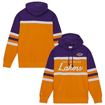 Men's Mitchell & Ness Gold/Purple Los Angeles Lakers Head Coach Hoodie