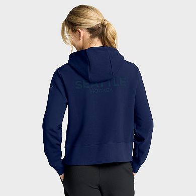 Women's Fanatics Deep Sea Blue Seattle Kraken Authentic Pro Road Tri-Blend Quarter-Zip Hoodie