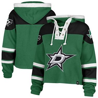Women's '47 Kelly Green Dallas Stars Cropped Lacer Hoodie