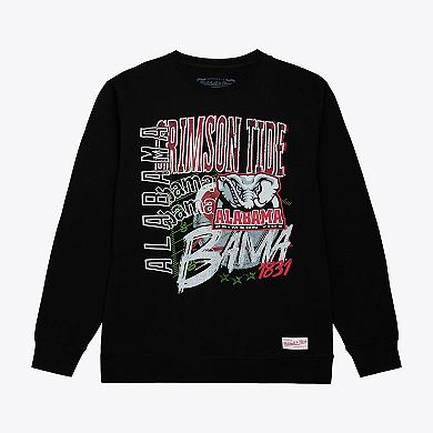 Men's Mitchell & Ness Black Alabama Crimson Tide Half Time Fleece Crewneck Sweatshirt