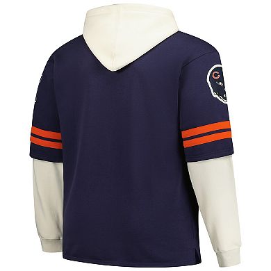 Men's '47 Navy Chicago Bears Big & Tall Split Zone Cornerback V-Neck Hoodie