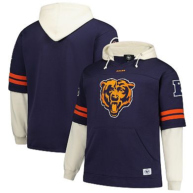 Men's '47 Navy Chicago Bears Big & Tall Split Zone Cornerback V-Neck Hoodie