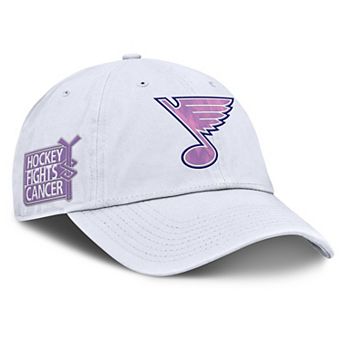 Men's Fanatics White St. Louis Blues Authentic Pro Hockey Fights Cancer Adjustable Hat