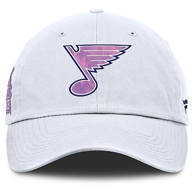 Men's Fanatics White St. Louis Blues Authentic Pro Hockey Fights Cancer Adjustable Hat