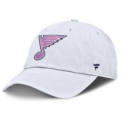 Men's Fanatics White St. Louis Blues Authentic Pro Hockey Fights Cancer Adjustable Hat