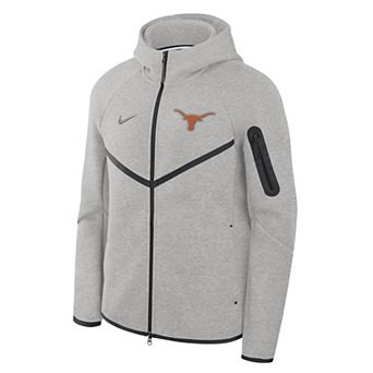 Men's Nike Heather Gray Texas Longhorns Tech Fleece Full-Zip Windrunner Hoodie
