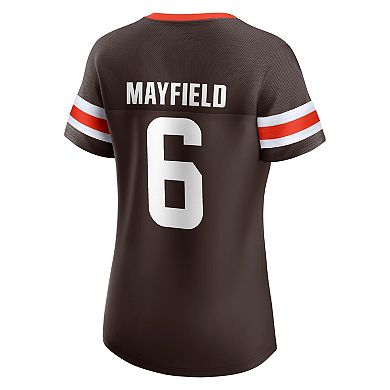 Women's Fanatics Baker Mayfield Brown Cleveland Browns Athena Name & Number Notch Neck T-Shirt