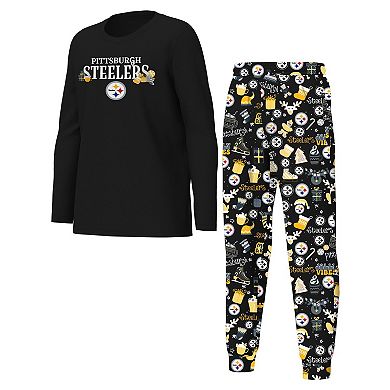 Youth Outerstuff Black Pittsburgh Steelers Chestnut Holiday Sleep Set