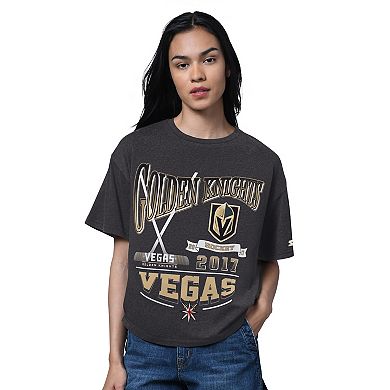 Women's Starter Heather Black Vegas Golden Knights Oversized Hall of Fame T-Shirt