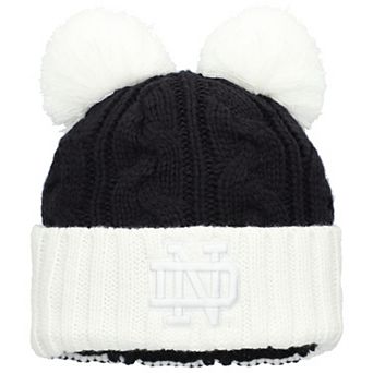 Women's New Era Navy Notre Dame Fighting Irish Tonal Cuffed Knit Hat with Double Poms