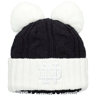 Women's New Era Navy Notre Dame Fighting Irish Tonal Cuffed Knit Hat with Double Poms