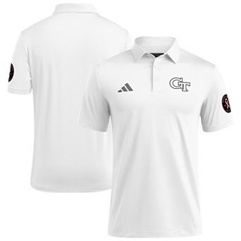 Men's adidas White Georgia Tech Yellow Jackets Wear Pink Breast Cancer Awareness Polo