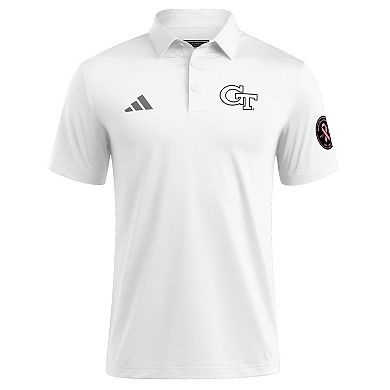 Men's adidas White Georgia Tech Yellow Jackets Wear Pink Breast Cancer Awareness Polo