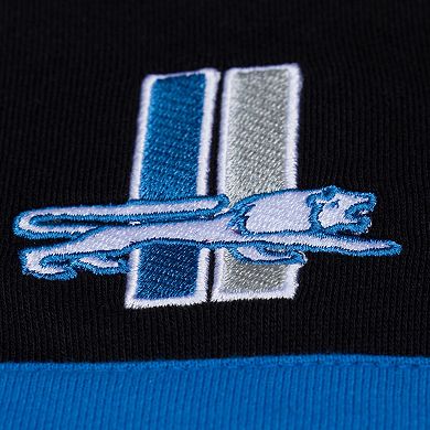 Women's Mitchell & Ness Black Detroit Lions Cropped Long Sleeve Rugby Polo