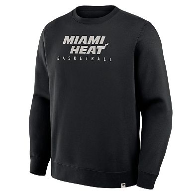 Men's Fanatics Black Miami Heat Crossover Collection Defensive Rotation Drill Premium Pullover Sweatshirt