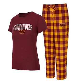 Women's Concepts Sport Burgundy/Gold Washington Commanders Plus Avondale T-Shirt & Pants Flannel PJ Set