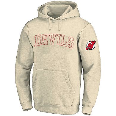 Men's Fanatics Cream New Jersey Devils Big &Tall Stitch Hoodie